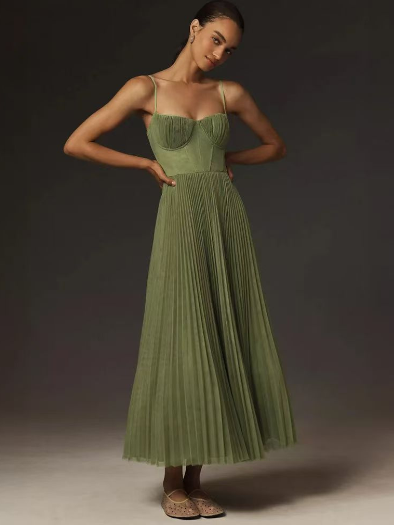 Véronique emerald green maxi dress, view 9
