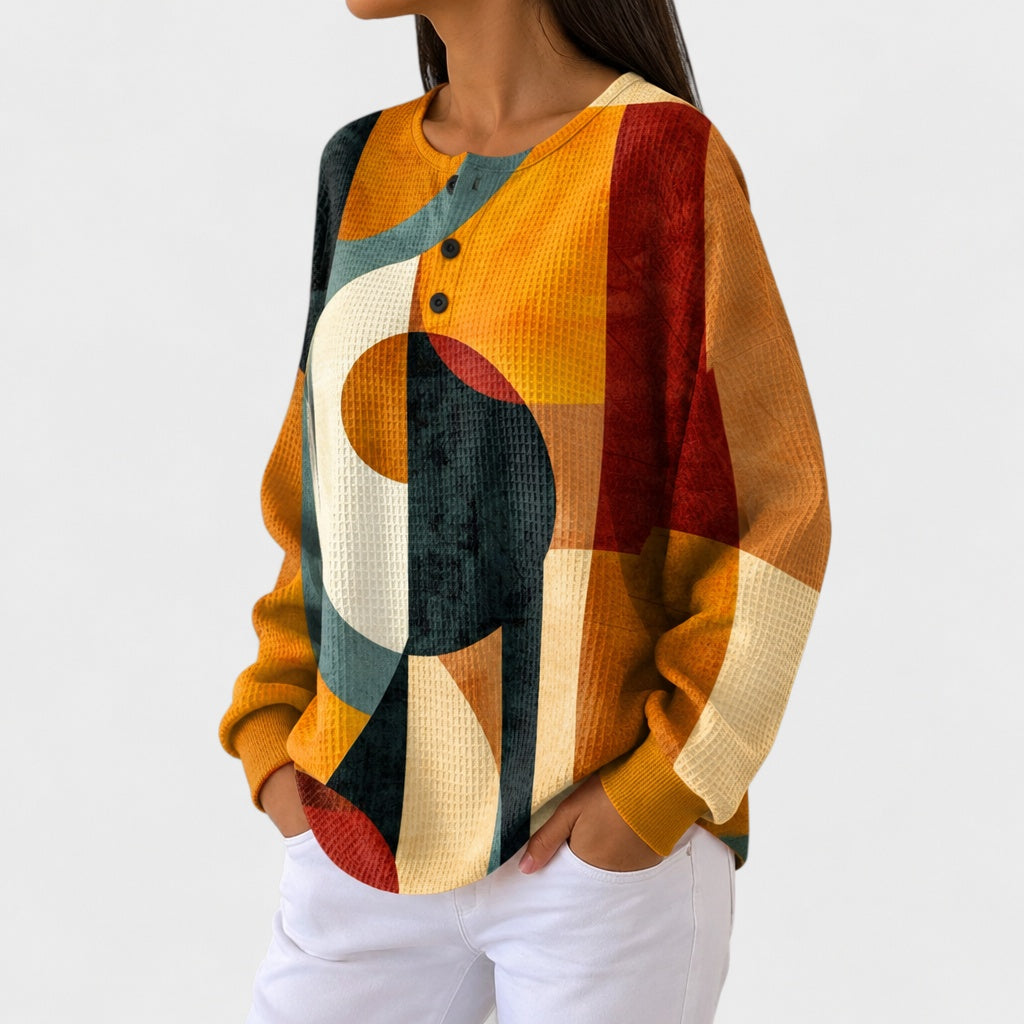 Leah geometric retro print jumper, view 2
