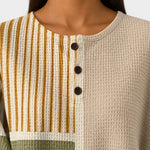 Luna beige striped patchwork jumper, view 4