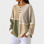 Luna beige striped patchwork jumper, view 2
