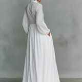Patchwork linen maxi dress with stand collar, view 7