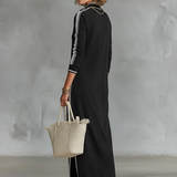 Sweatshirt maxi dress with button collar, view 2