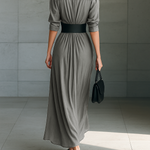 Zahara belted pleated maxi dress, view 3