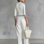 Sports set with stand-up collar top and loose drawstring trousers, view 6