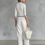 Sports set with stand-up collar top and loose drawstring trousers, view 6
