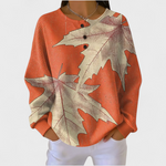 Molly orange autumn leaf jumper, front view