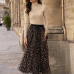 Leopard print tulle maxi skirt, view 3