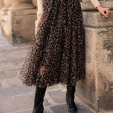 Leopard print tulle maxi skirt, view 4