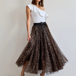 Leopard print tulle maxi skirt, view 6