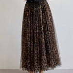 Leopard print tulle maxi skirt, view 7
