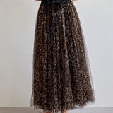 Leopard print tulle maxi skirt, view 7