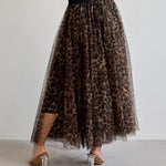 Leopard print tulle maxi skirt, view 9