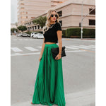 Fine pleated high waist maxi skirt in Green, view 2