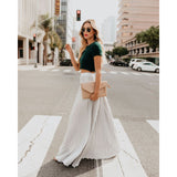 Fine pleated high waist maxi skirt in White, view 3