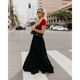 Fine pleated high waist maxi skirt in Black, view 4
