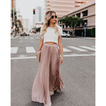 Fine pleated high waist maxi skirt in Pink, front view