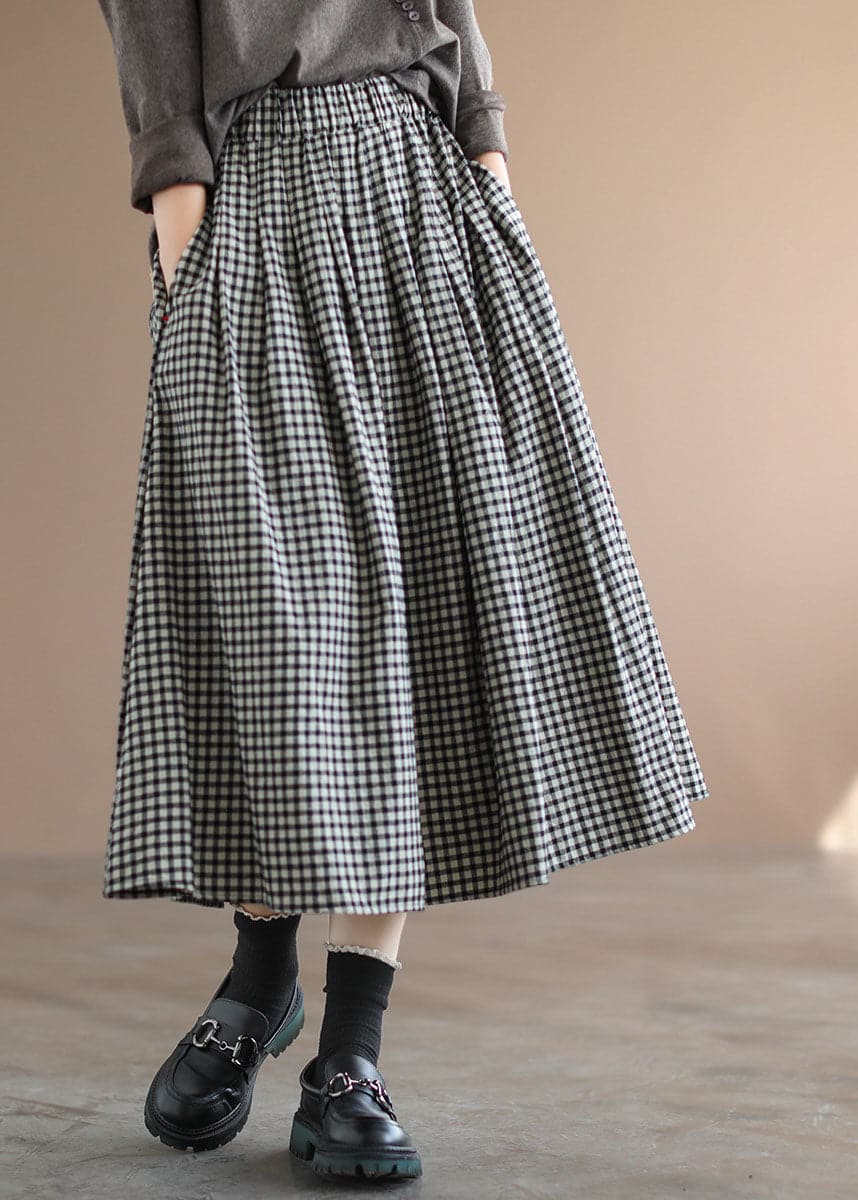 Swishy check skirt with stretch waist in Grey, view 2