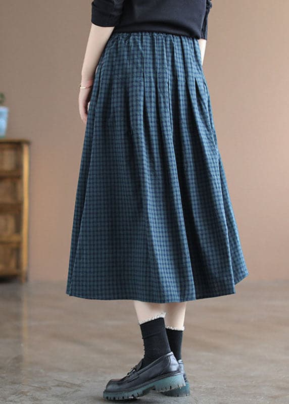 Swishy check skirt with stretch waist, view 3