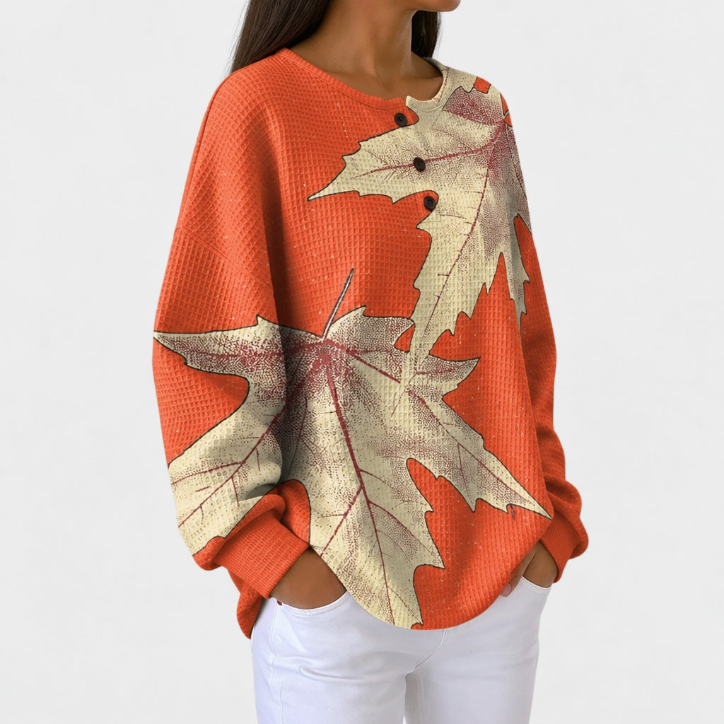 Molly orange autumn leaf jumper, view 2