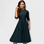 Elegant Swing Dress in Green, front view