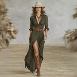 Hayley belted shirt dress in Green, view 4