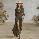 Hayley belted shirt dress in Green, view 4
