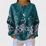 Nora petrol floral jumper in Multicolour, front view
