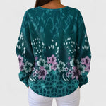 Nora petrol floral jumper, view 3