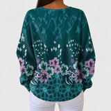 Nora petrol floral jumper, view 3