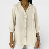 Heather ruffled blouse in White, view 7
