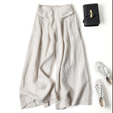 Audrey cropped wide-leg linen blend trousers in Natural Linen, view 16
