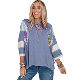 Bailey patchwork batwing top in Blue, view 8