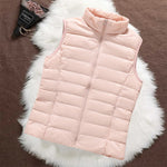 Isa light pink padded gilet, front view
