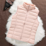 Isa light pink padded gilet, front view