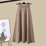 Xenia knitted A line maxi skirt in Brown, view 2
