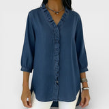 Heather ruffled blouse in Navy Blue, view 6