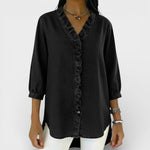 Heather ruffled blouse in Black, view 8