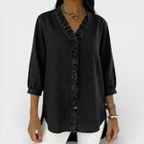 Heather ruffled blouse in Black, view 8