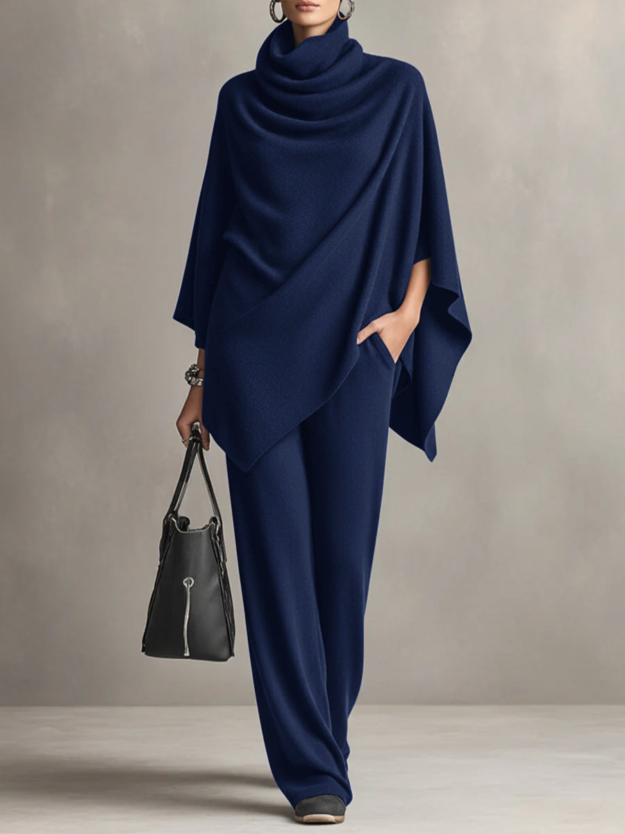 Seraphine draped top and wide-leg trouser set in Marine Blue, view 5