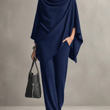 Seraphine draped top and wide-leg trouser set in Marine Blue, view 5