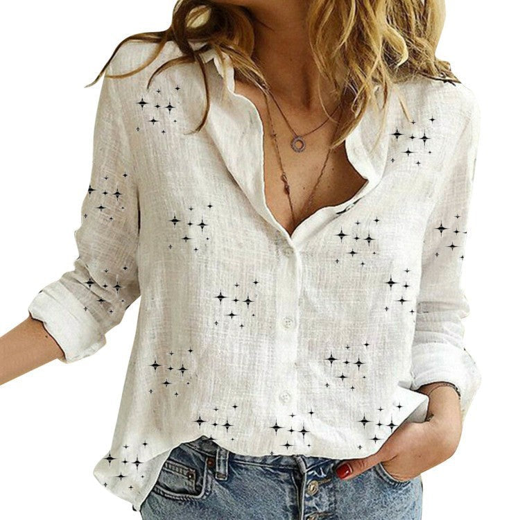 Sophie classic printed blouse in Star White, view 2
