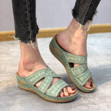 Emma Soft Step Slide Sandals in Green, view 12