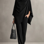 Seraphine draped top and wide-leg trouser set in Black, view 3