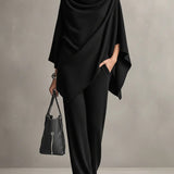 Seraphine draped top and wide-leg trouser set in Black, view 3
