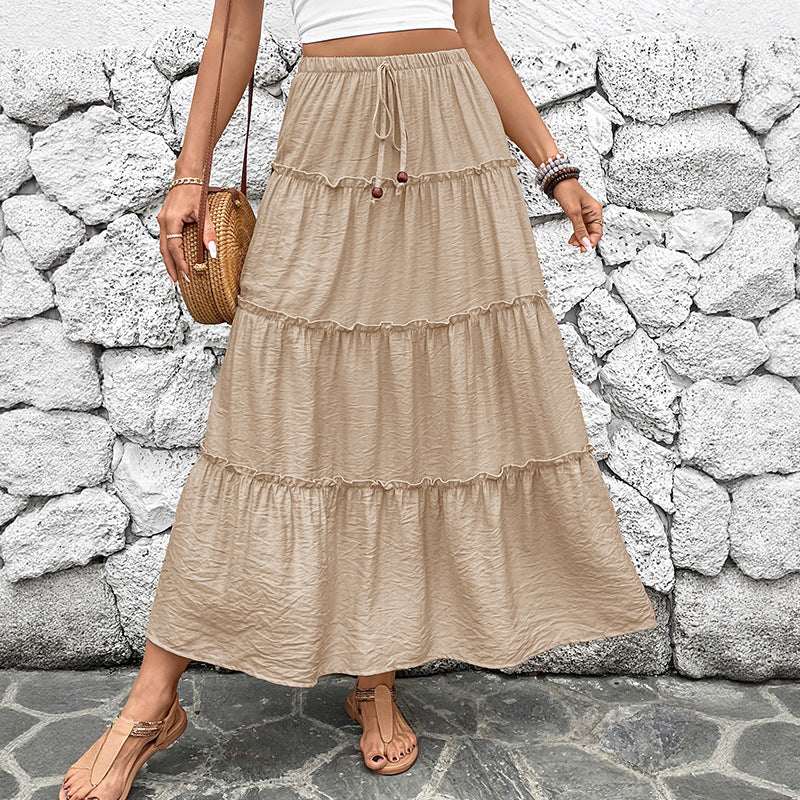 Bohemian pleated tiered maxi skirt, view 2