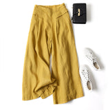 Audrey cropped wide-leg linen blend trousers in Mustard Yellow, view 6