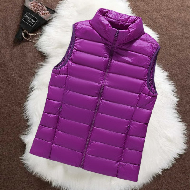 Isa lilac padded gilet, front view