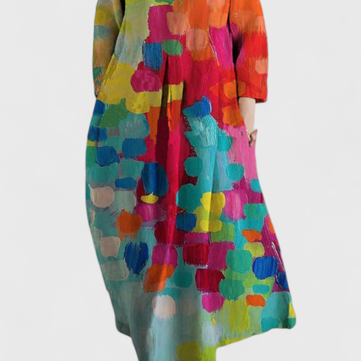 Isalinde V-neck dress in Multicolour, front view