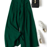 Audrey cropped wide-leg linen blend trousers in Forest Green, view 13
