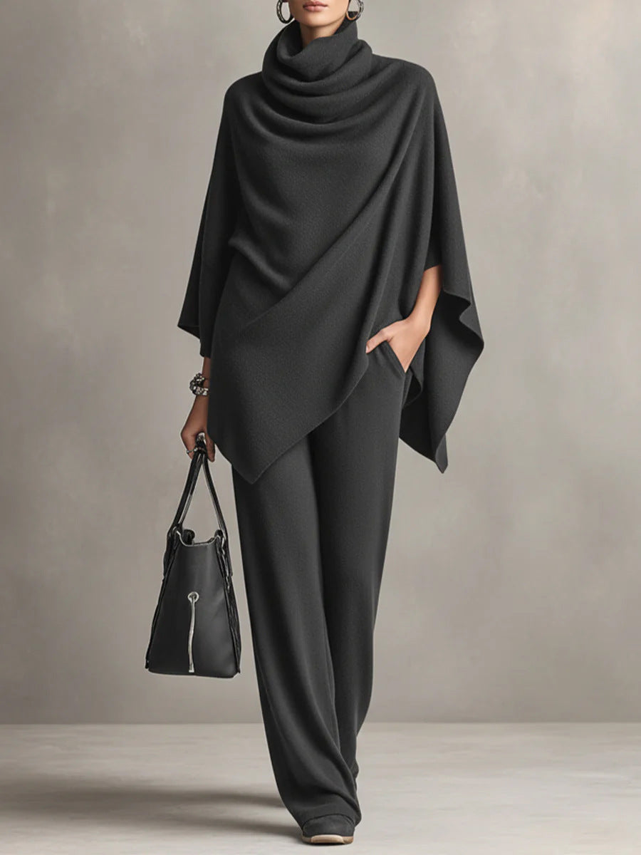 Seraphine draped top and wide-leg trouser set in Grey, view 7